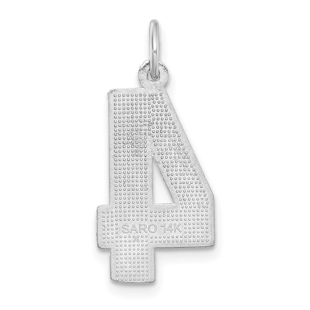 14kw Large Brushed Diamond-cut Number 4 Charm