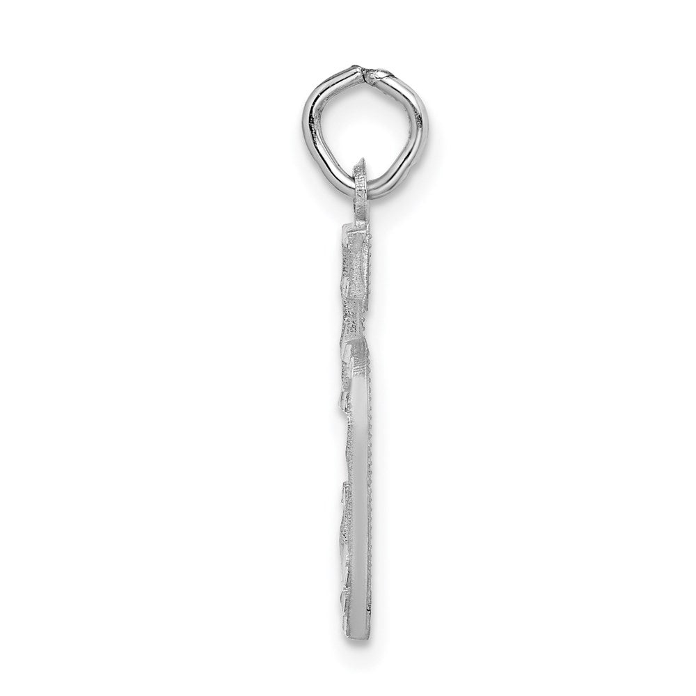 14kw Large Brushed Diamond-cut Number 5 Charm