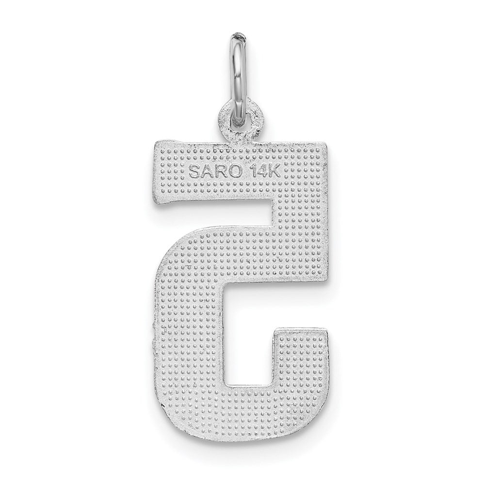14kw Large Brushed Diamond-cut Number 5 Charm