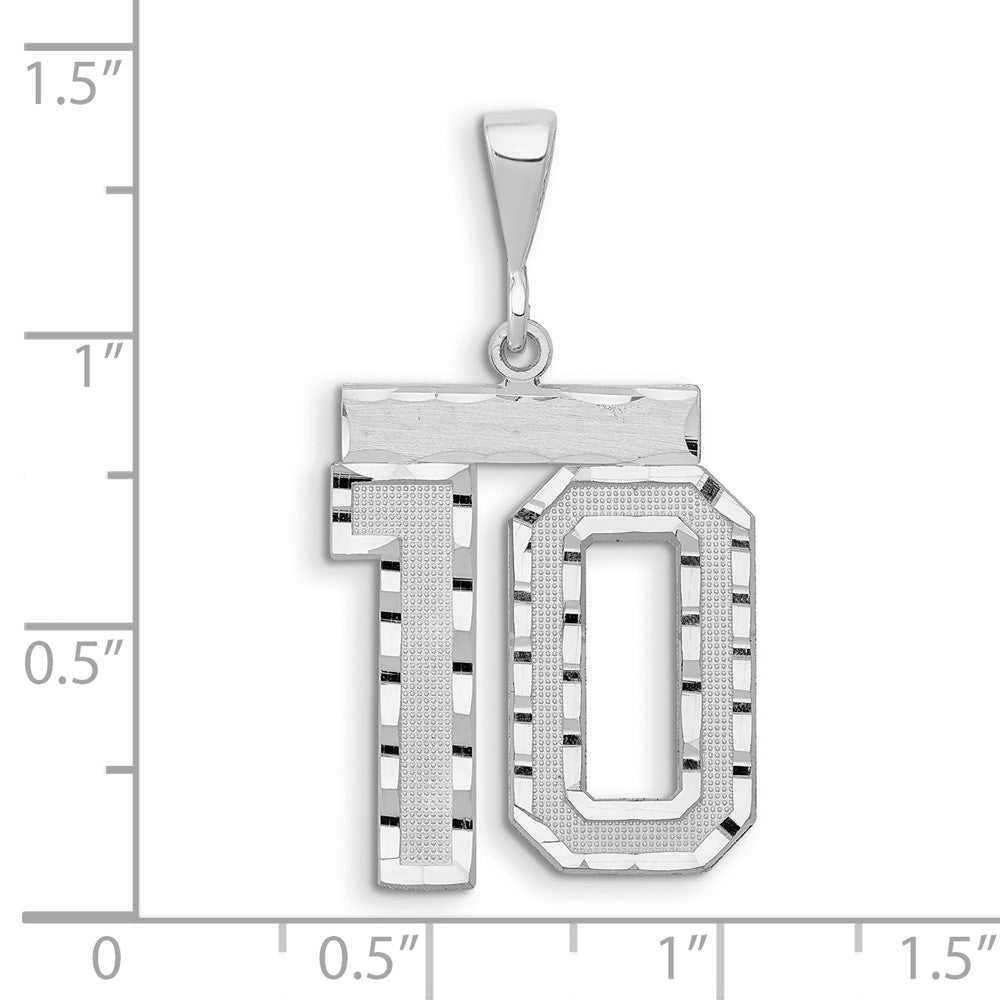 14kw Large Brushed Diamond-cut Number 10 Charm