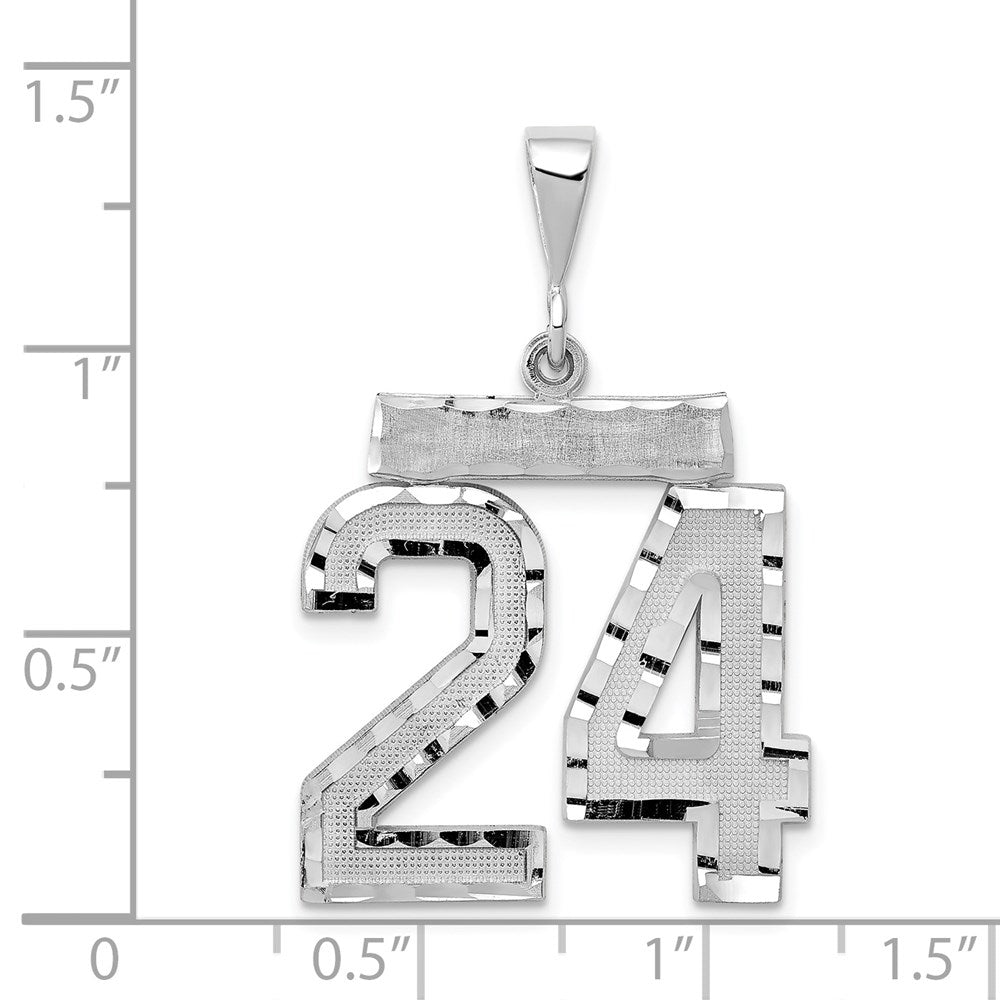 14kw Large Brushed Diamond-cut Number 24 Charm