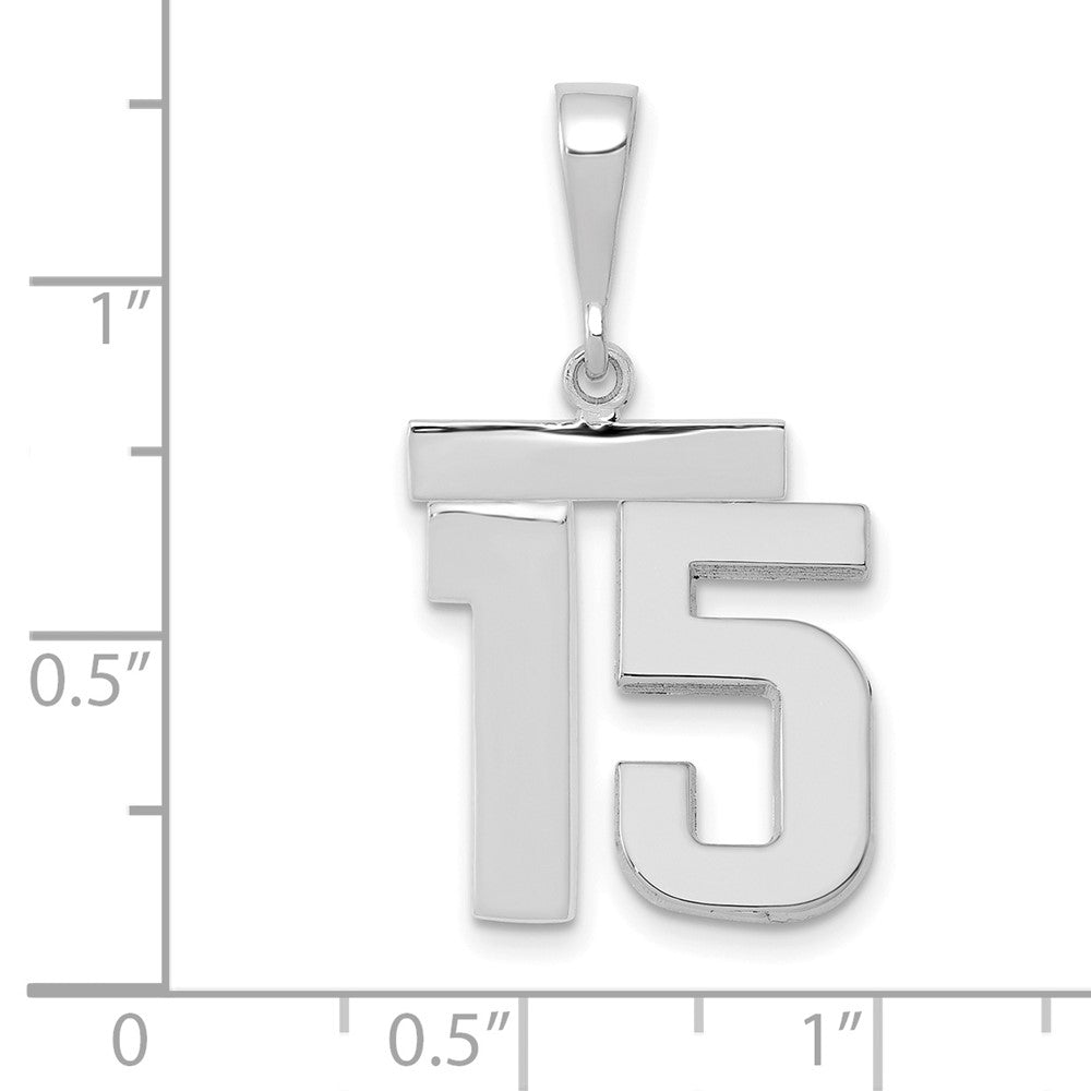 14kw Medium Polished Number 15 Charm