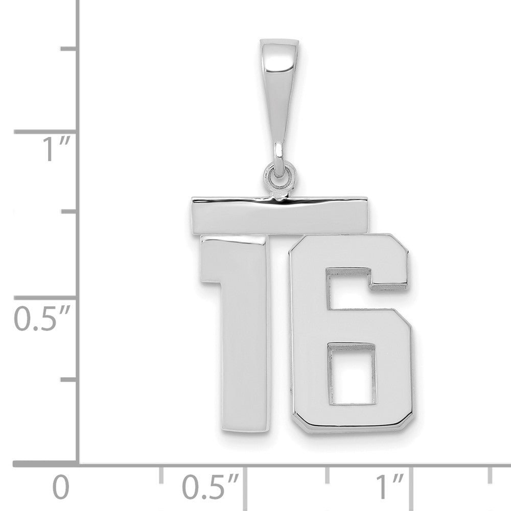 14kw Medium Polished Number 16 Charm