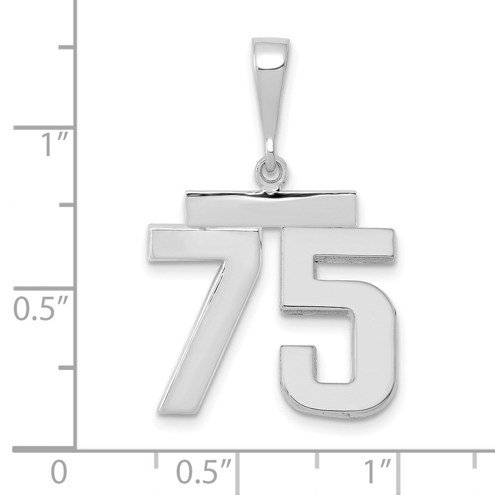 14kw Medium Polished Number 75 Charm
