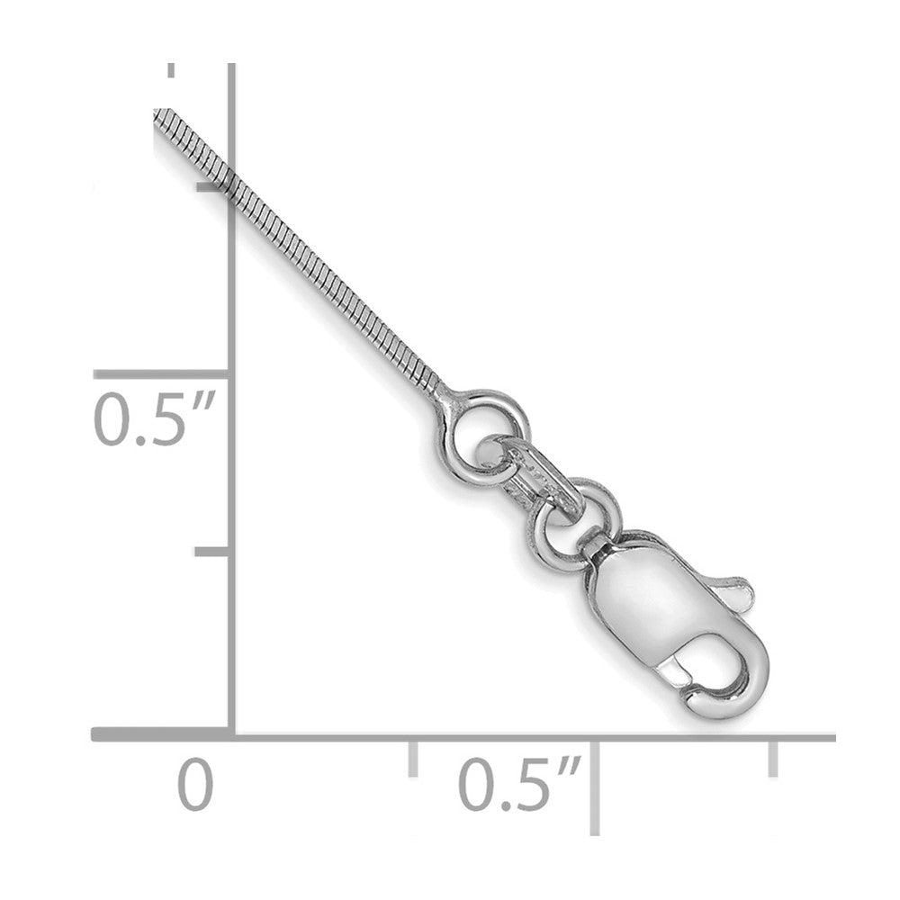 14K White Gold 9 inch .6mm Octagonal Snake with Lobster Clasp Anklet