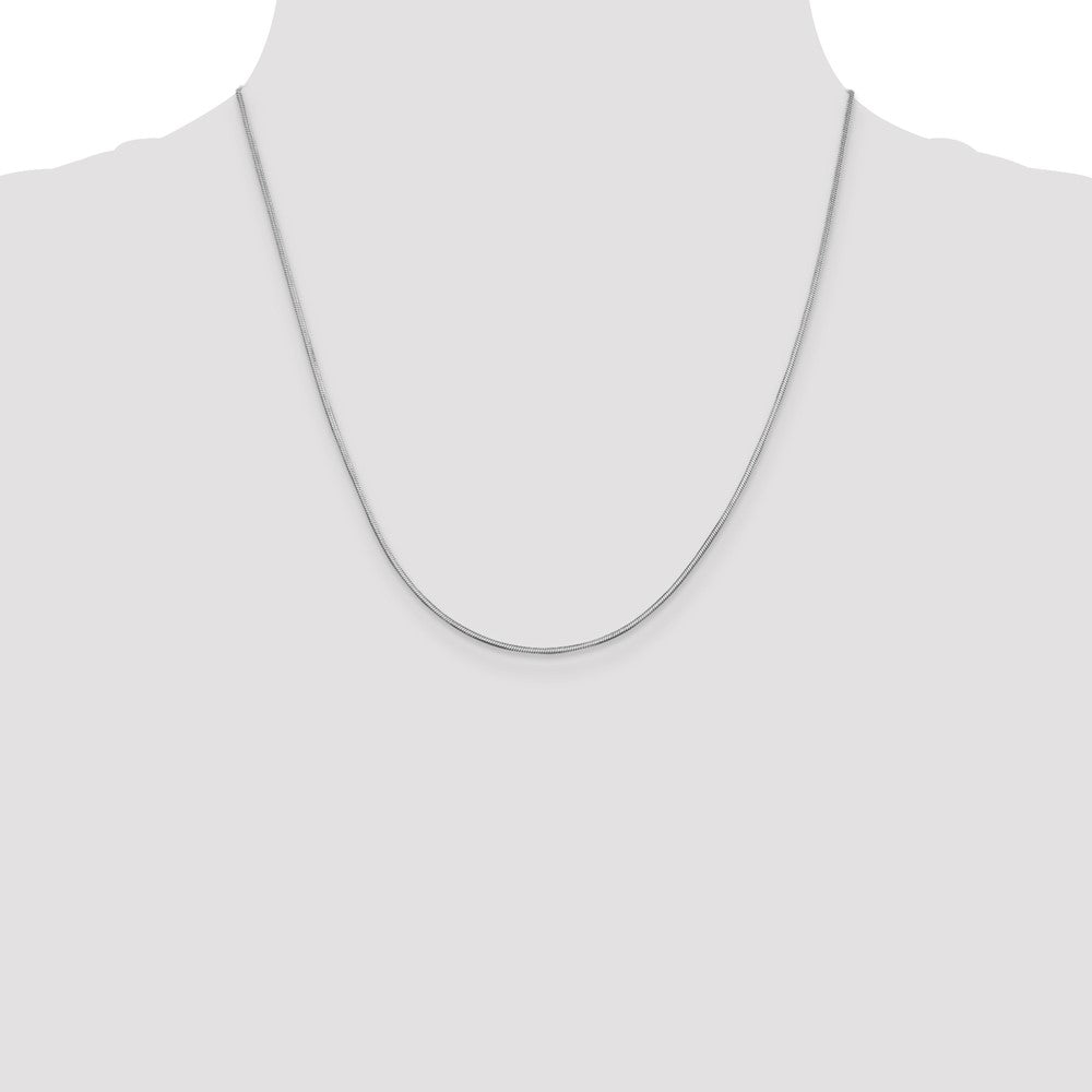 14K White Gold 20 inch 1mm Octagonal Snake with Lobster Clasp Chain