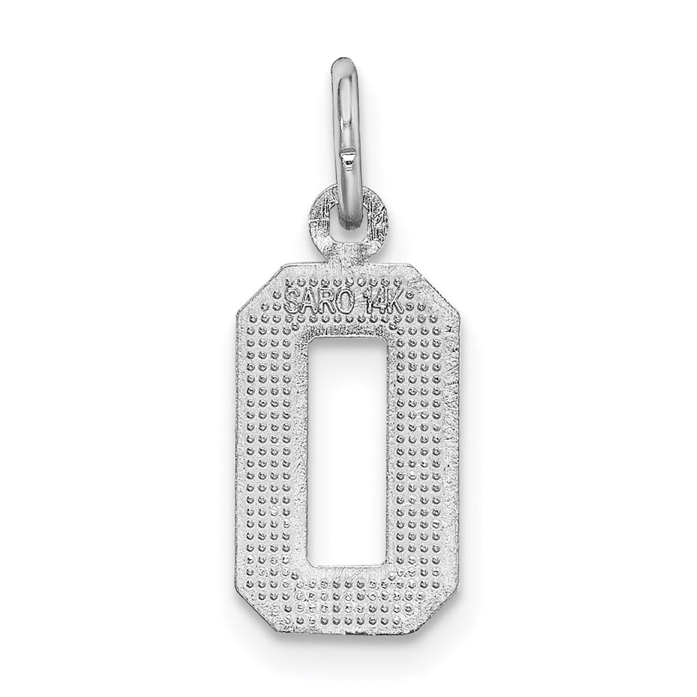 14kw Small Brushed Diamond-cut Number 0 Charm