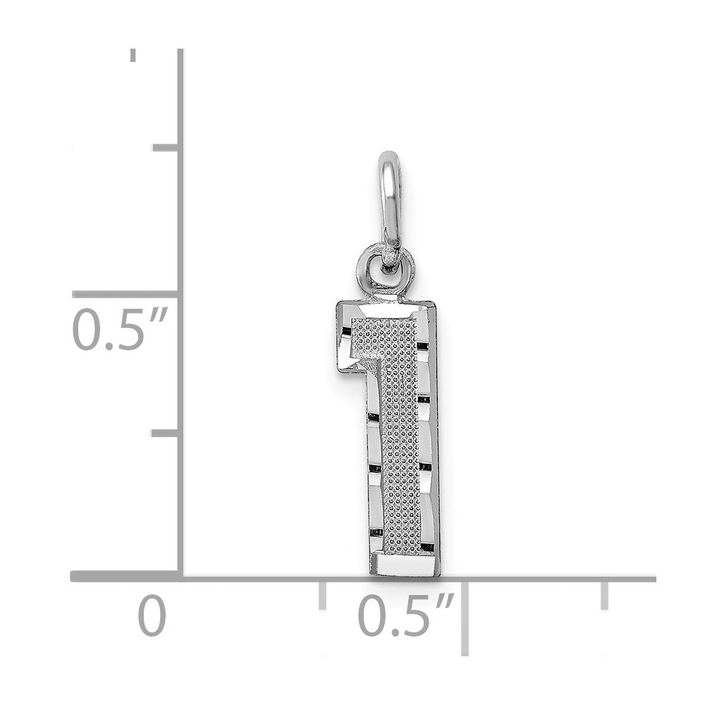 14kw Small Brushed Diamond-cut Number 1 Charm