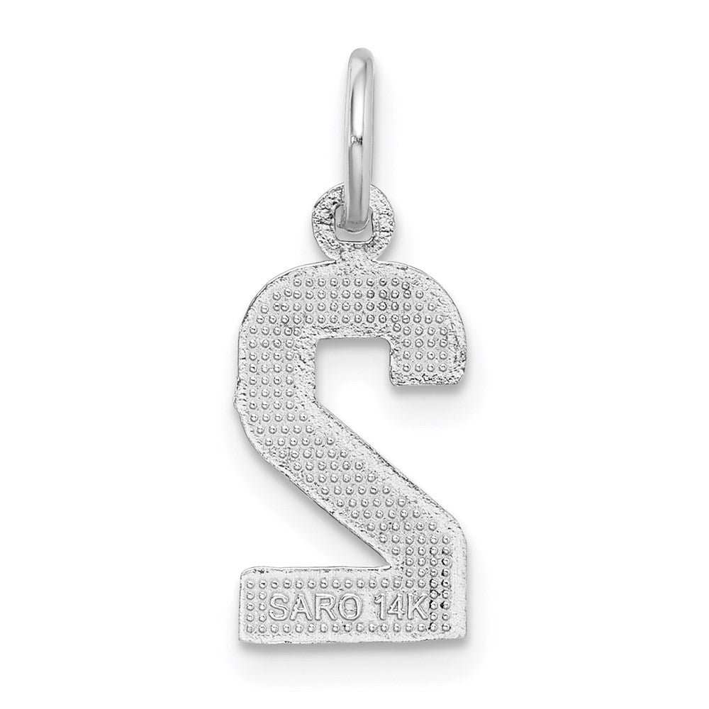 14kw Small Brushed Diamond-cut Number 2 Charm