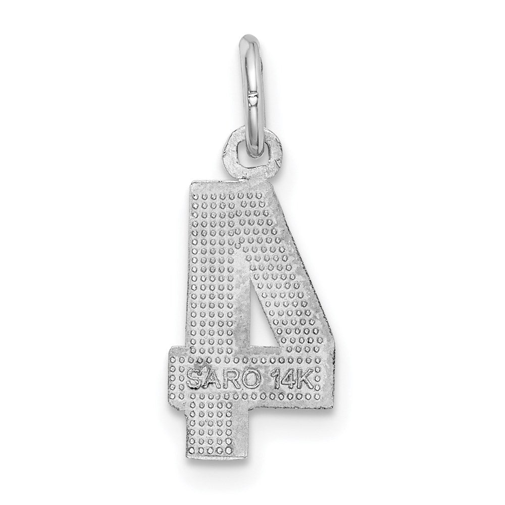 14kw Small Brushed Diamond-cut Number 4 Charm