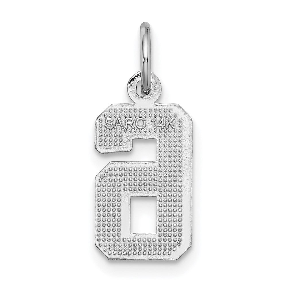 14kw Small Brushed Diamond-cut Number 6 Charm