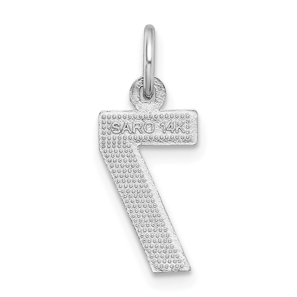 14kw Small Brushed Diamond-cut Number 7 Charm