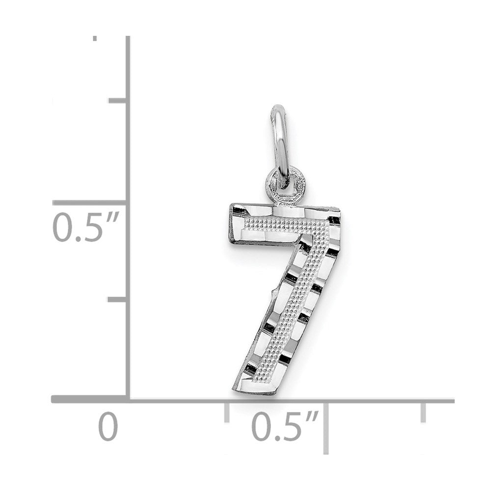14kw Small Brushed Diamond-cut Number 7 Charm