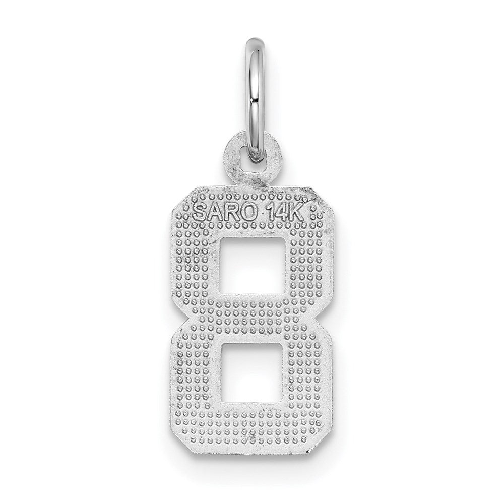 14kw Small Brushed Diamond-cut Number 8 Charm