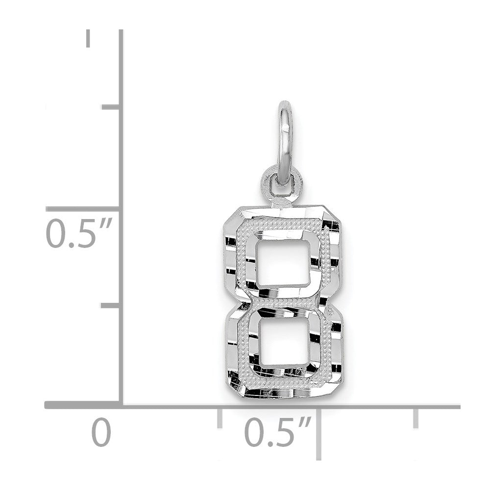 14kw Small Brushed Diamond-cut Number 8 Charm