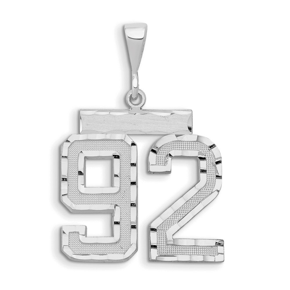 14kw Small Brushed Diamond-cut Number 92 Charm