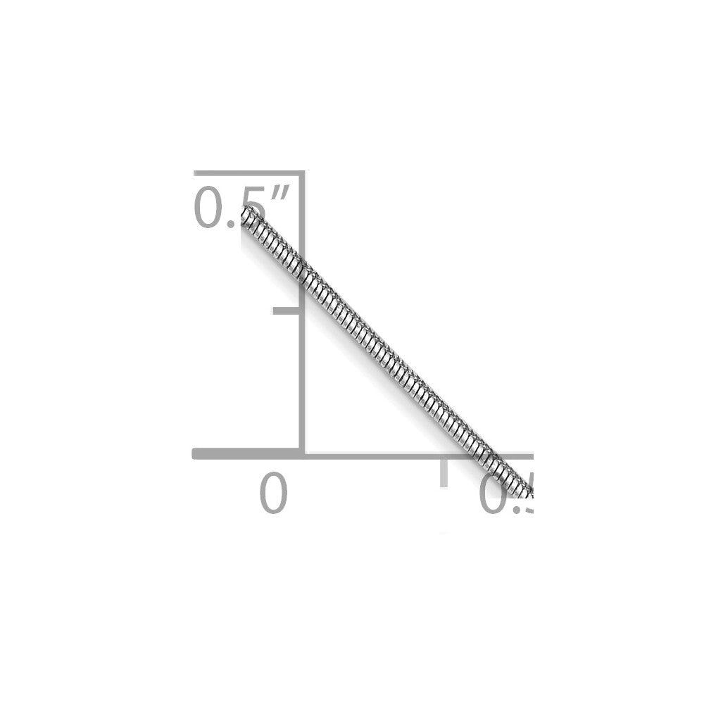 14K White Gold 14 inch .8mm Round Snake with Lobster Clasp Chain