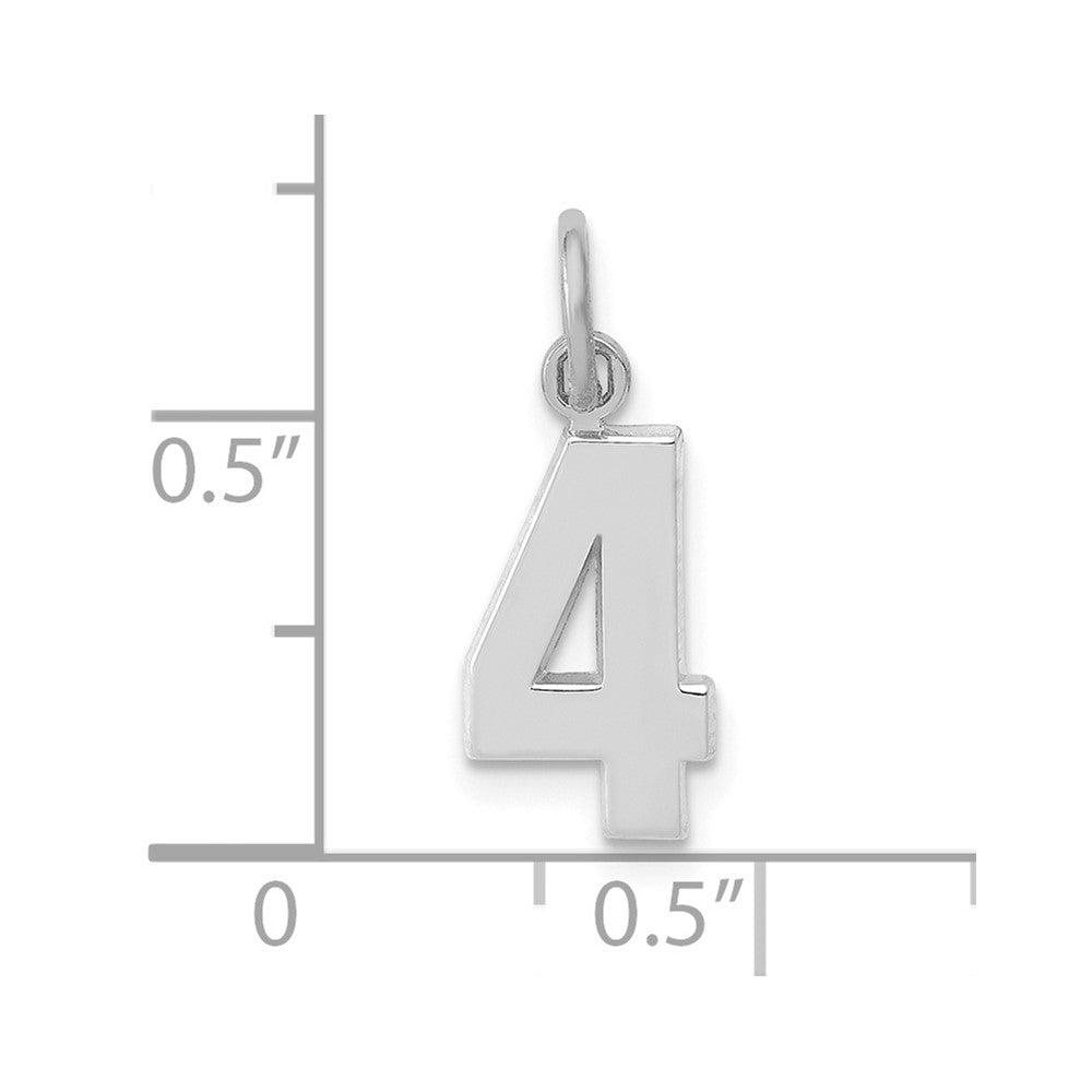14kw Small Polished Number 4 Charm