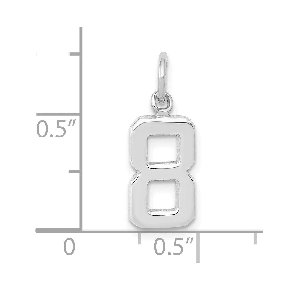 14kw Small Polished Number 8 Charm
