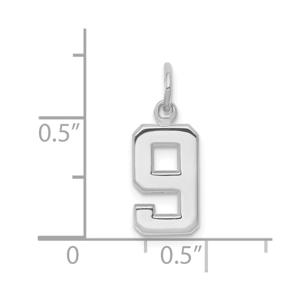 14kw Small Polished Number 9 Charm