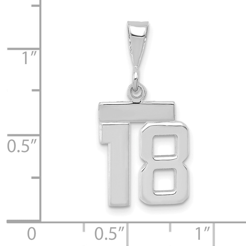 14kw Small Polished Number 18 Charm