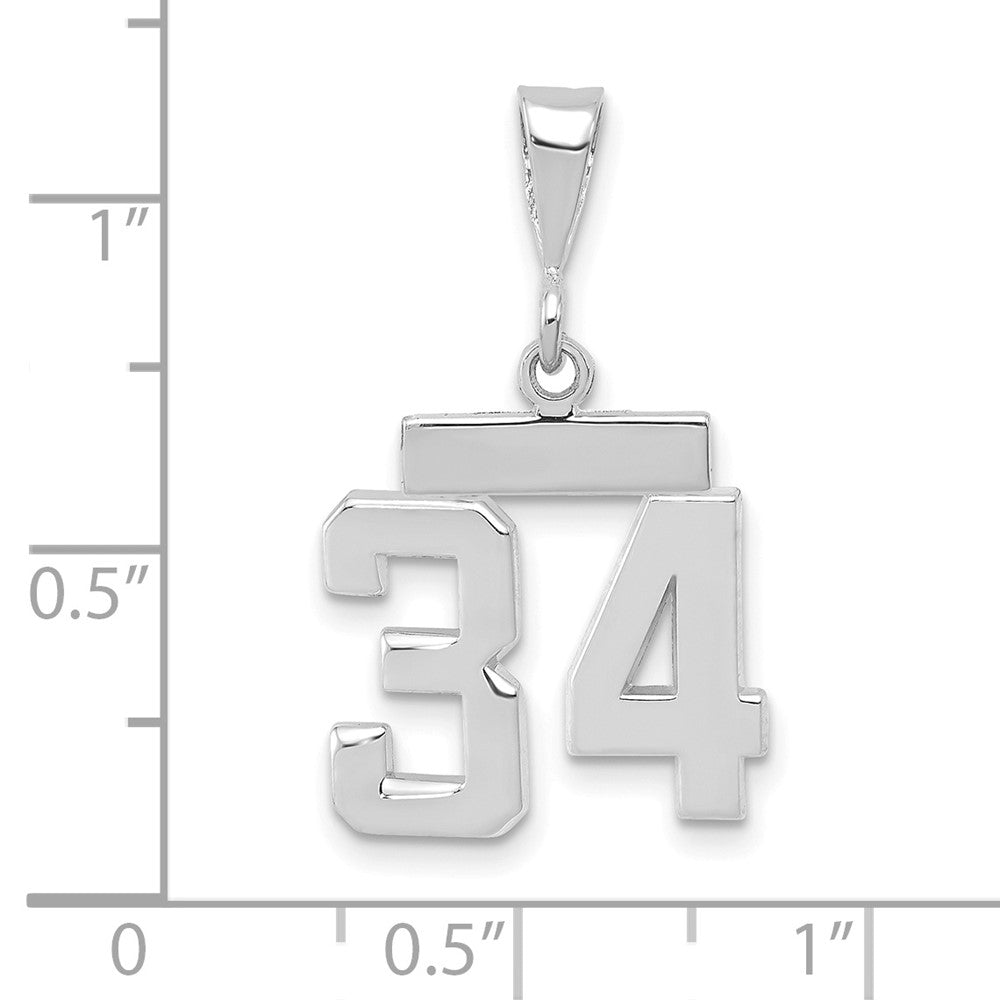 14kw Small Polished Number 34 Charm