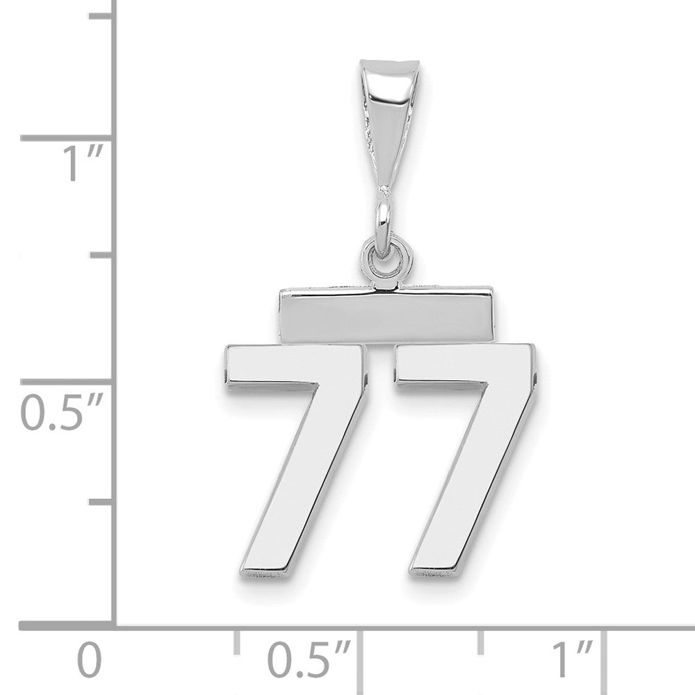 14kw Small Polished Number 77 Charm