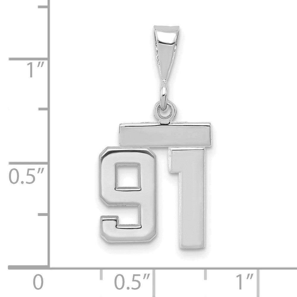 14kw Small Polished Number 91 Charm