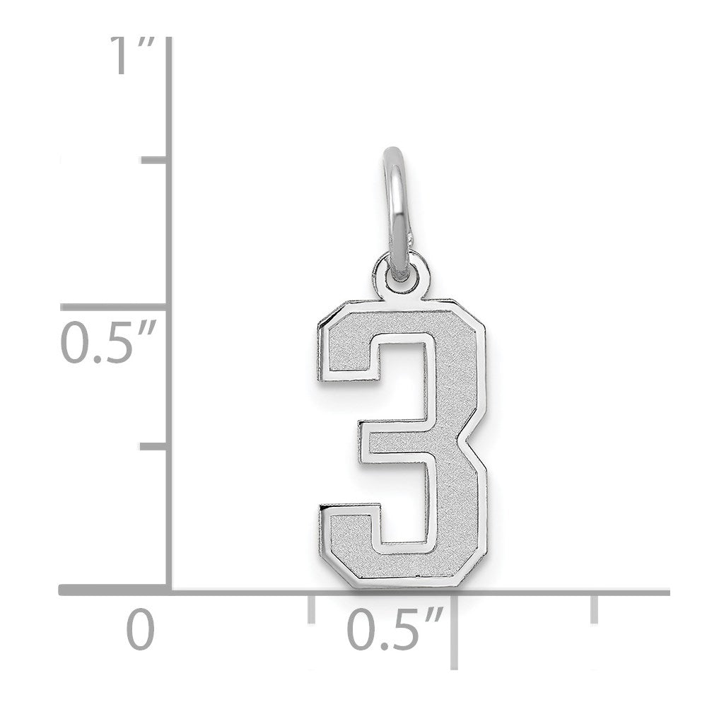 14kw Small Satin Number 3 Charm