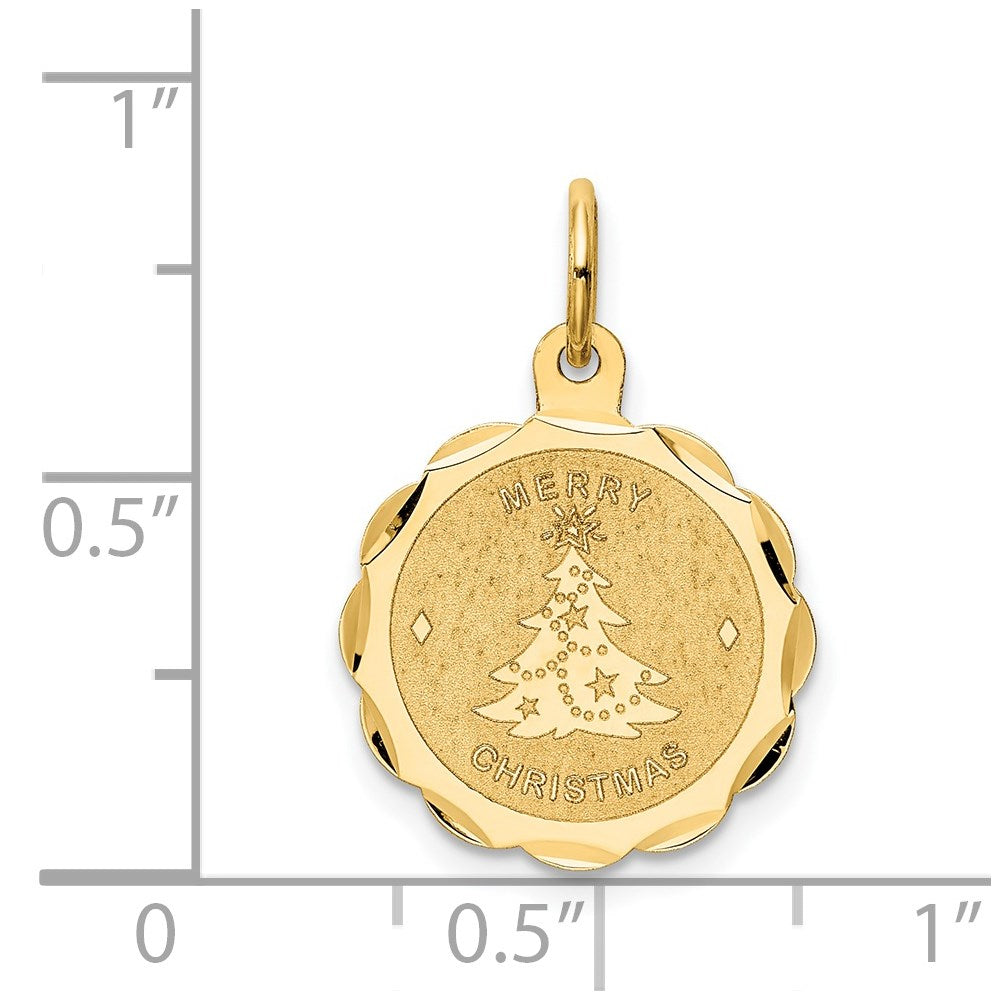 14k Merry Christmas Disc Charm