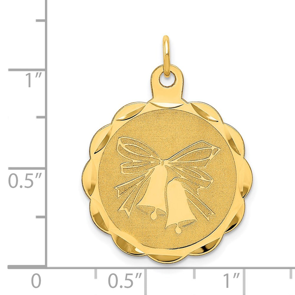 14k Wedding Bells Engraveable Disc Charm