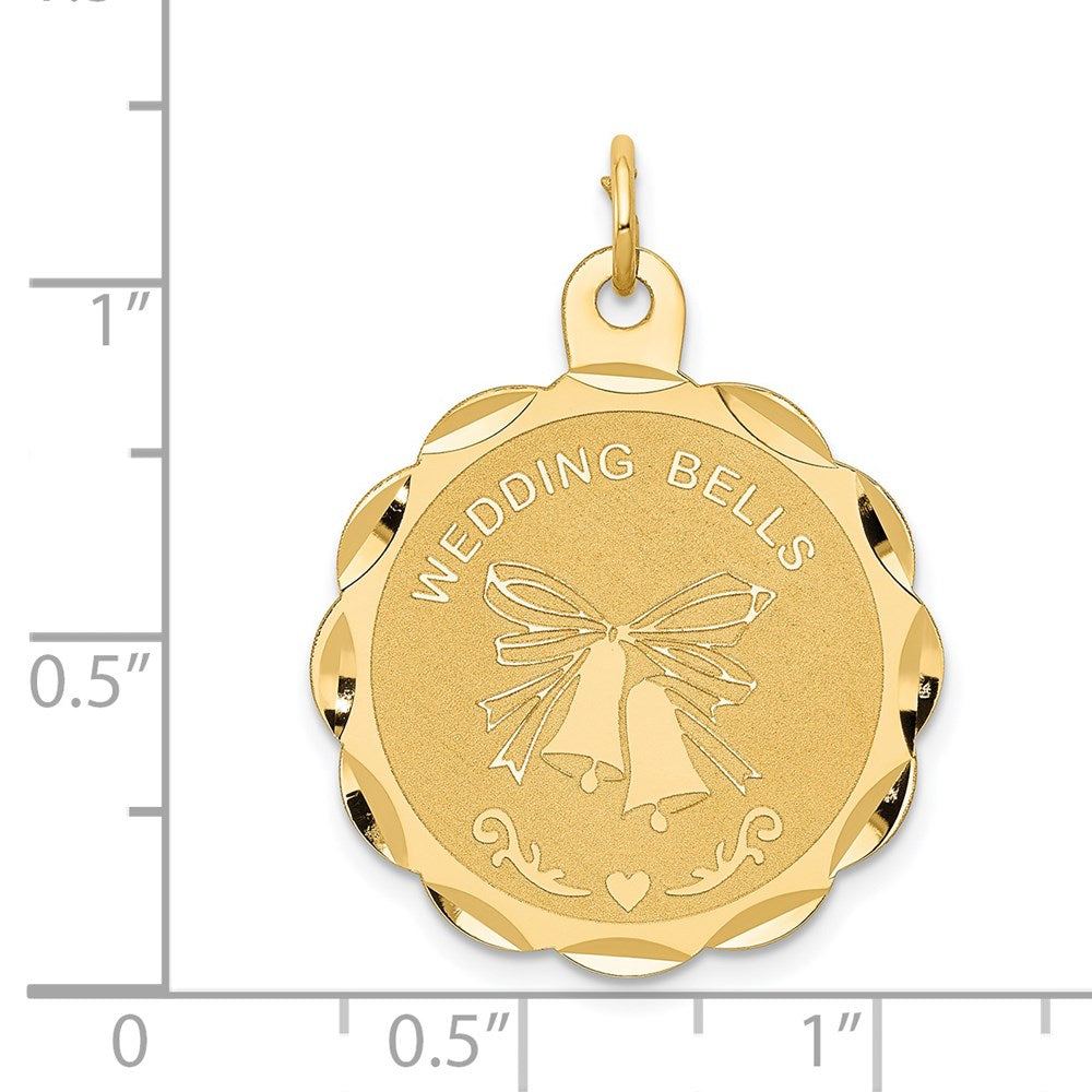 14K WEDDING BELLS Engraveable Disc Charm