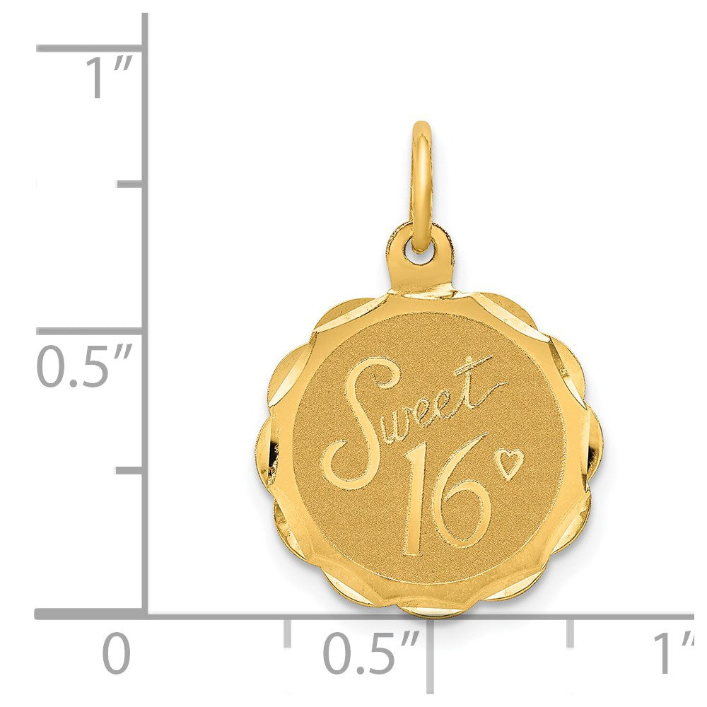 14k SWEET 16 Disc Charm