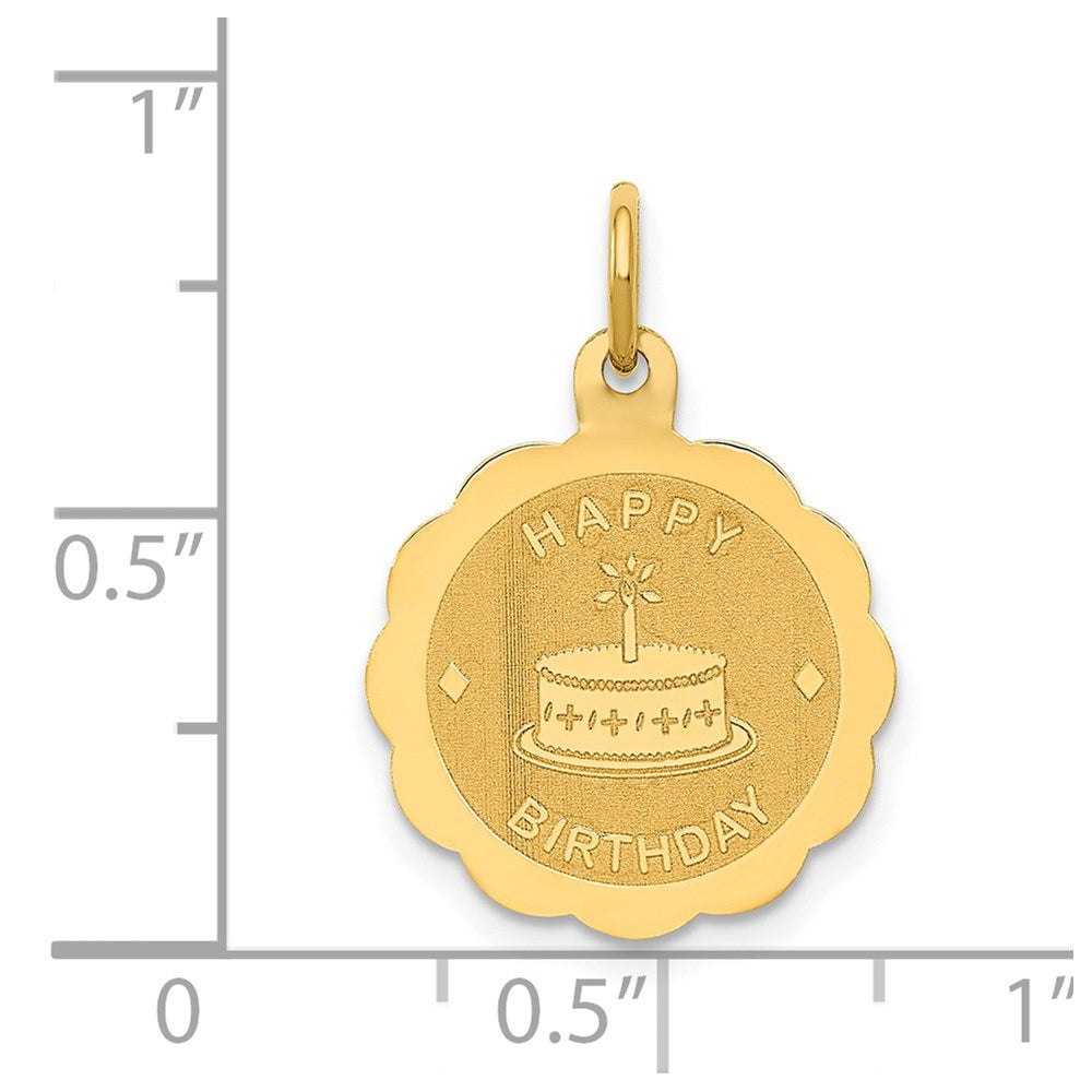 14K Polished Satin Engraveable HAPPY BIRTHDAY Charm