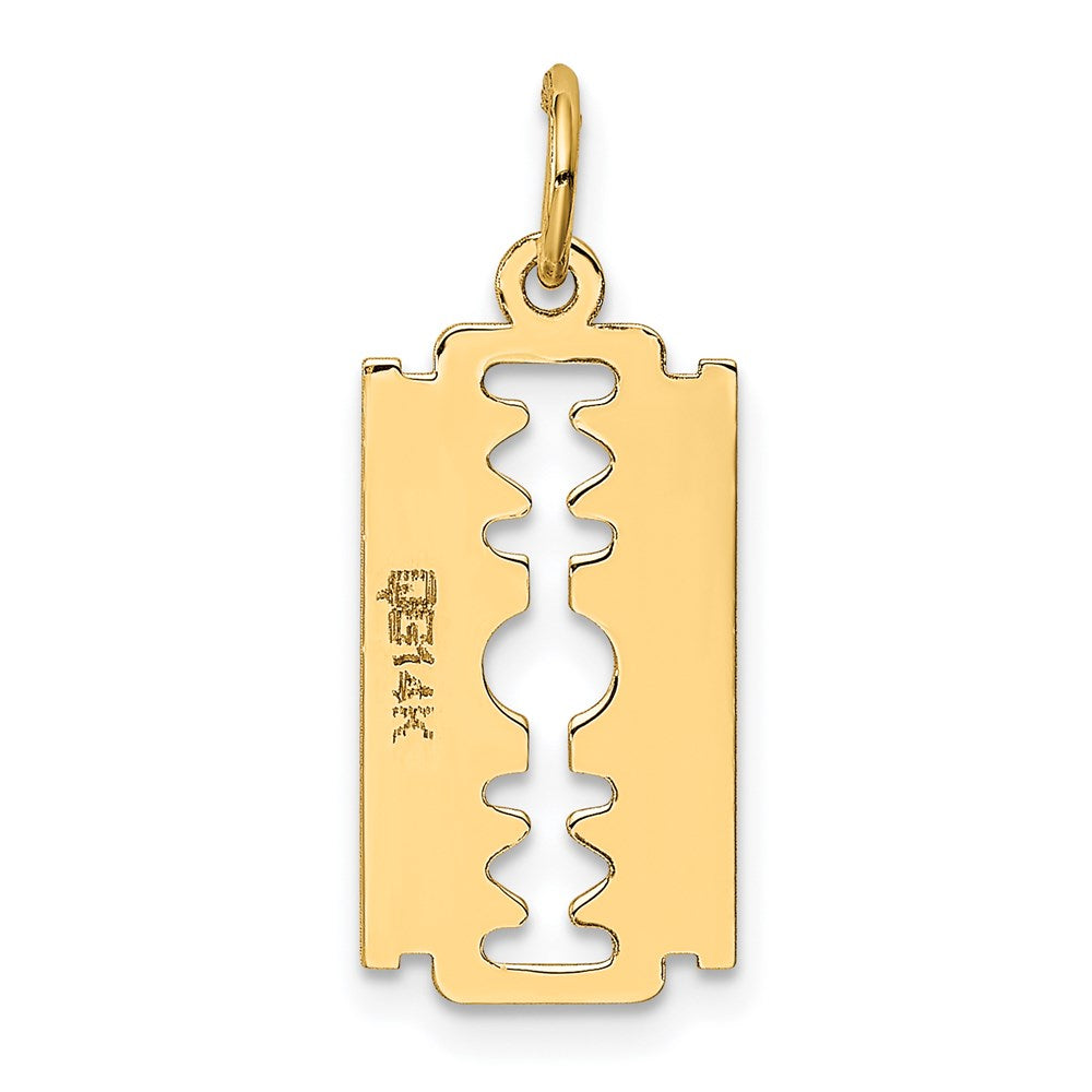 14k Polished Razor Blade Charm