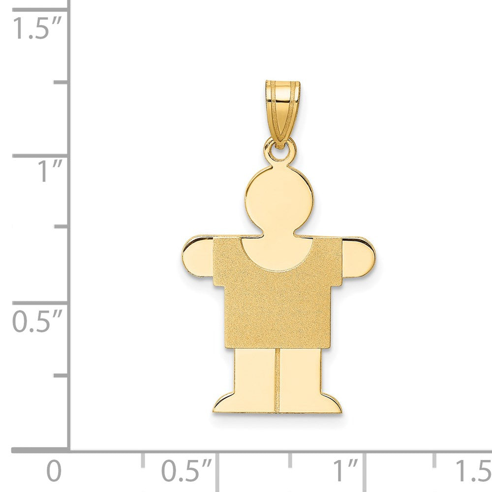 14k Solid Satin Engravable Boy Charm