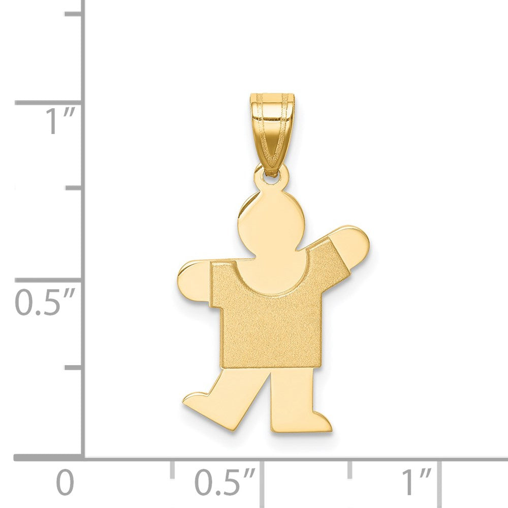 14k Solid Satin Engravable Boy Charm