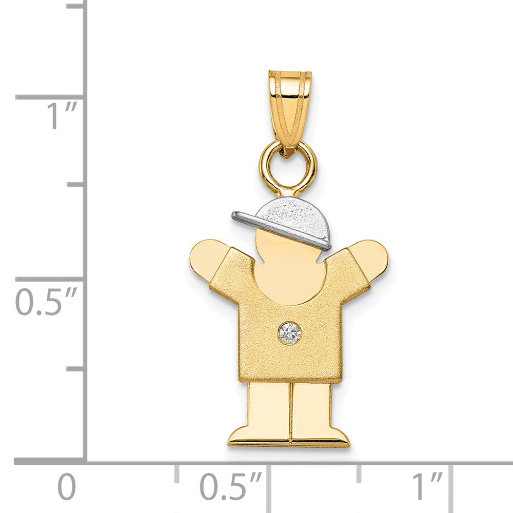 14k Two-tone AAA Diamond Kid Pendant