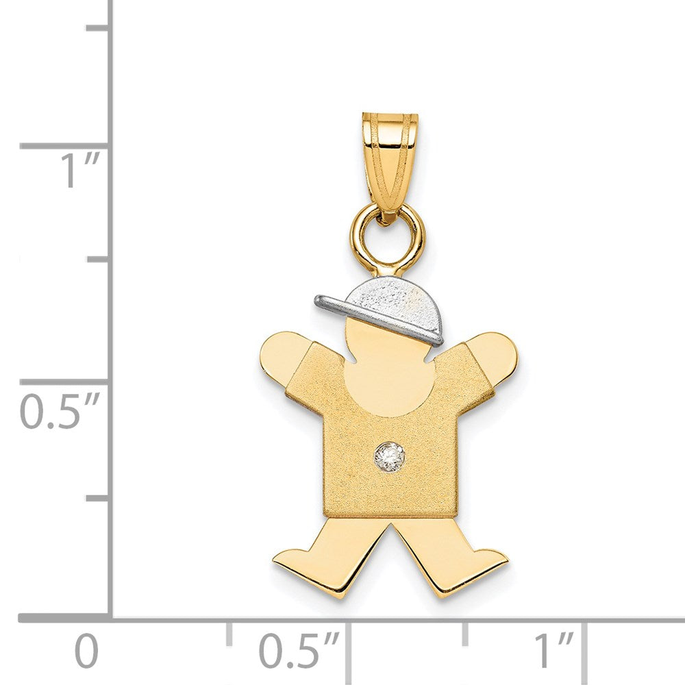14k Two-tone A Diamond Kid Pendant