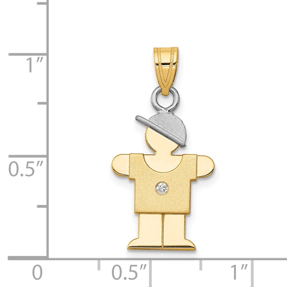 14k Two-tone A Diamond Kid Pendant
