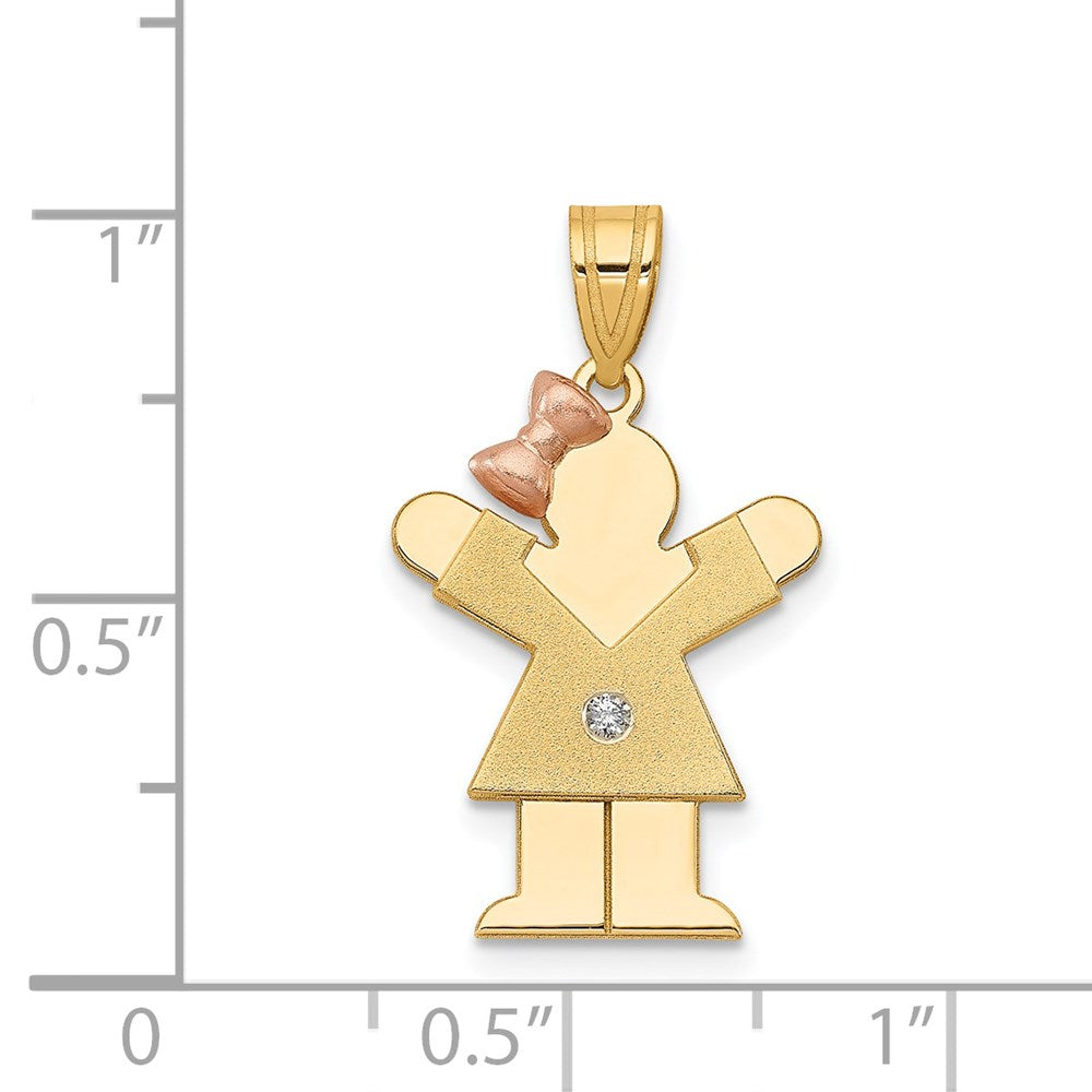 14k Two-tone AA Diamond Kid Pendant