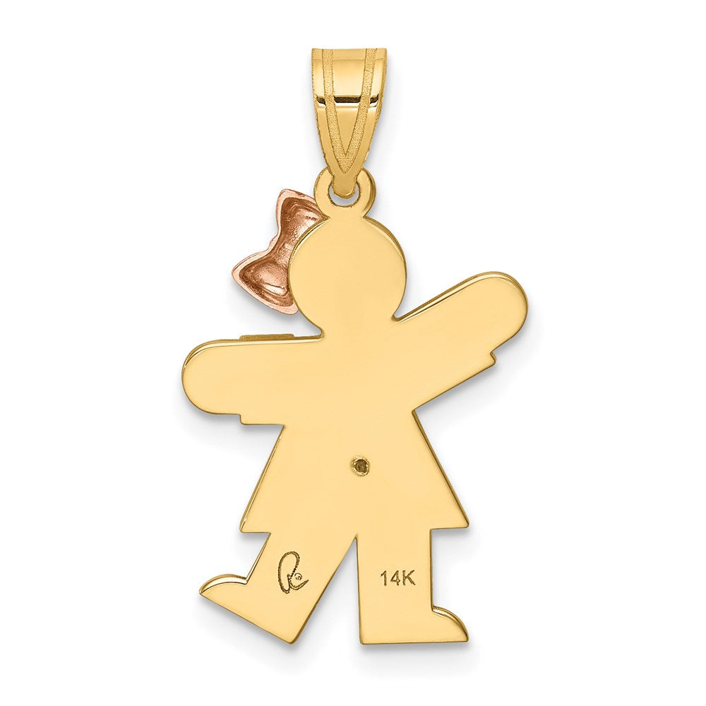 14k Two-tone A Diamond Kid Pendant