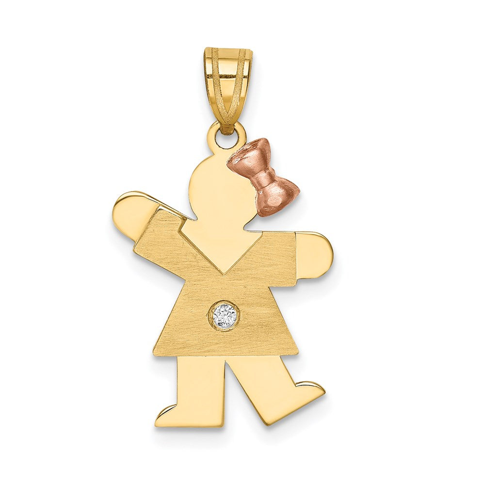 14k Two-tone AAA Diamond Kid Pendant