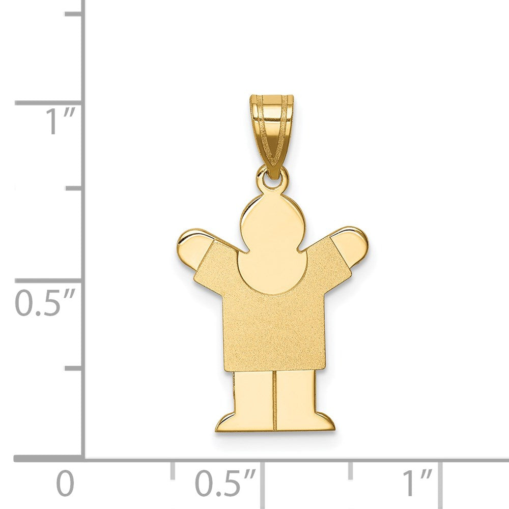 14k Solid Satin Engravable Boy Charm