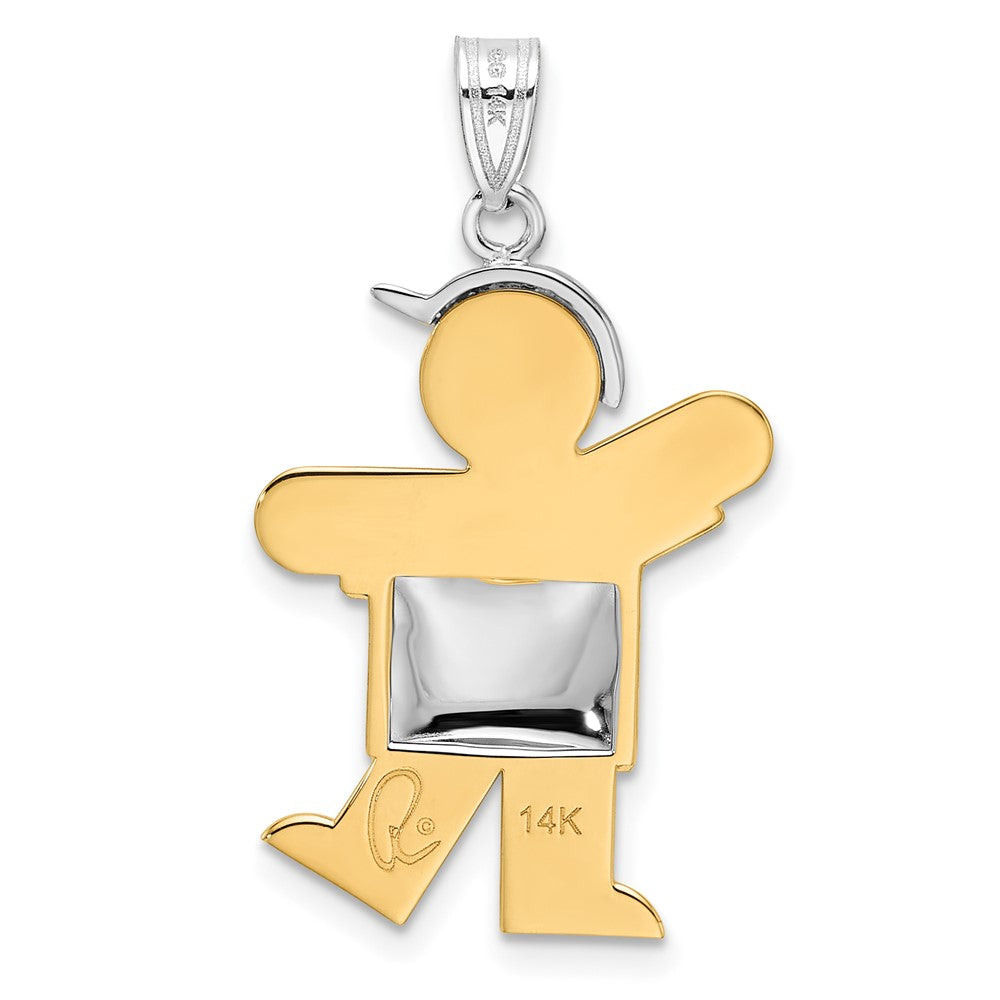 14k Two-Tone Puffed Boy w/Hat on Left Engravable Charm