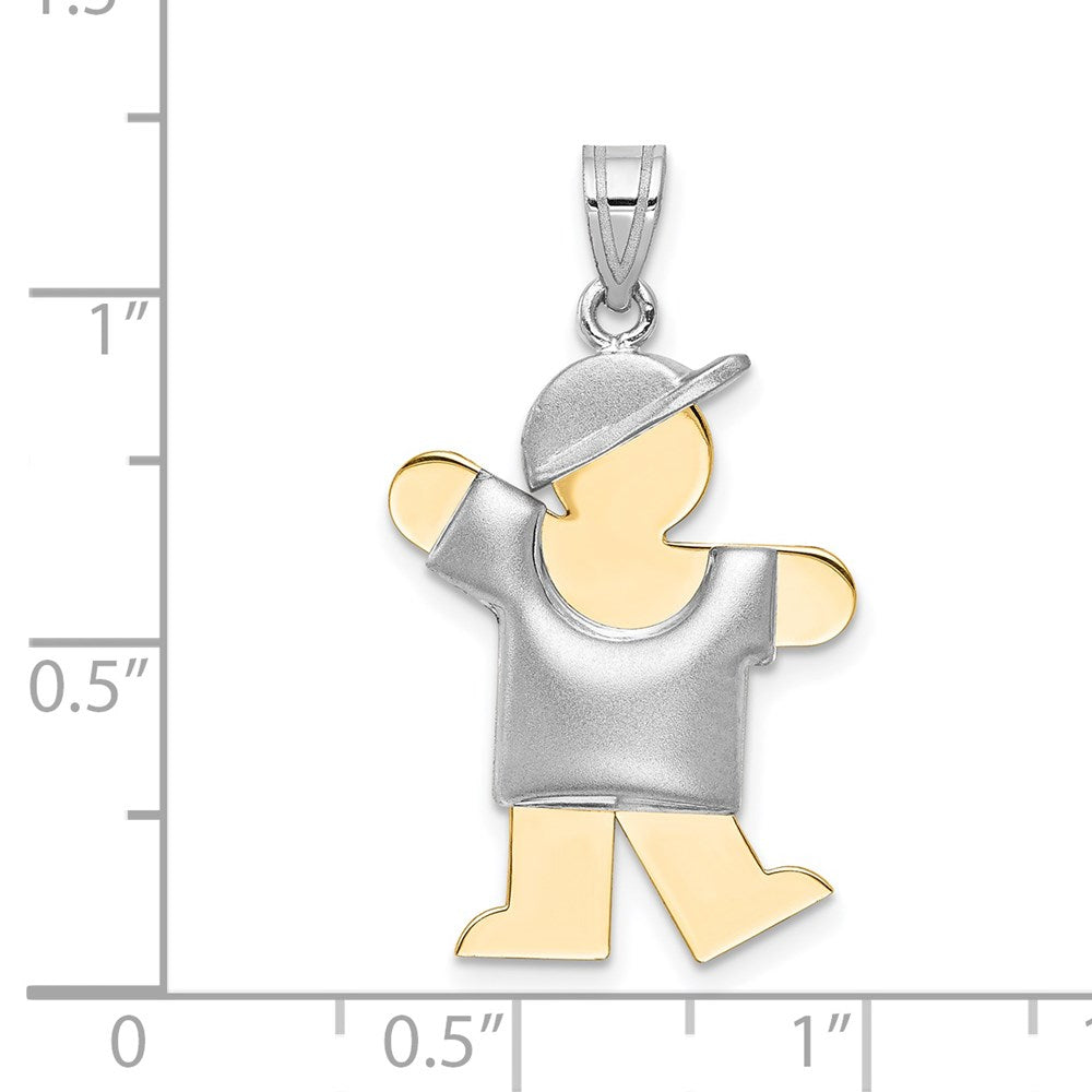 14k Two-Tone Puffed Boy w/Hat on Left Engravable Charm
