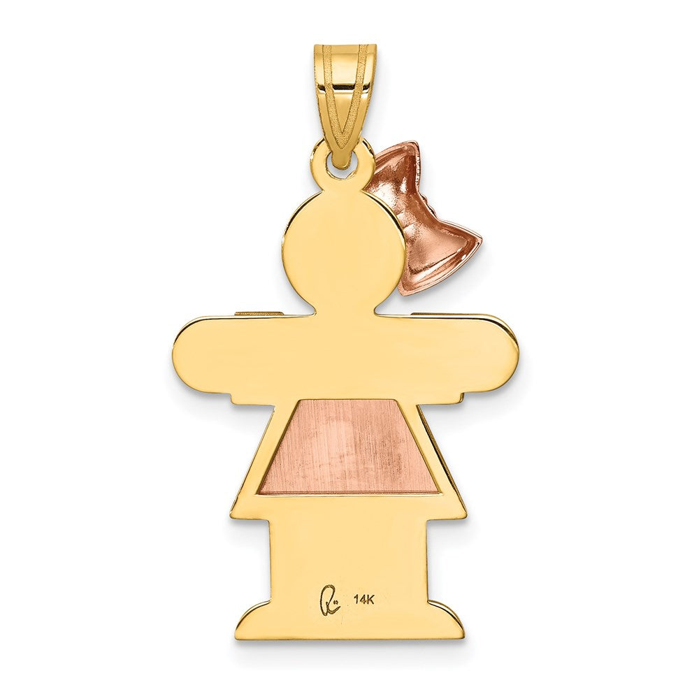 14k Two-Tone Large Girl w/Bow on Left Engravable Charm
