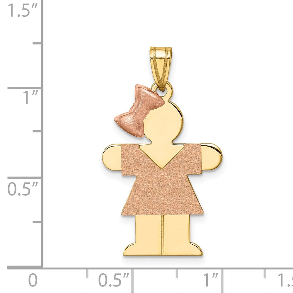 14k Two-Tone Large Girl w/Bow on Left Engravable Charm