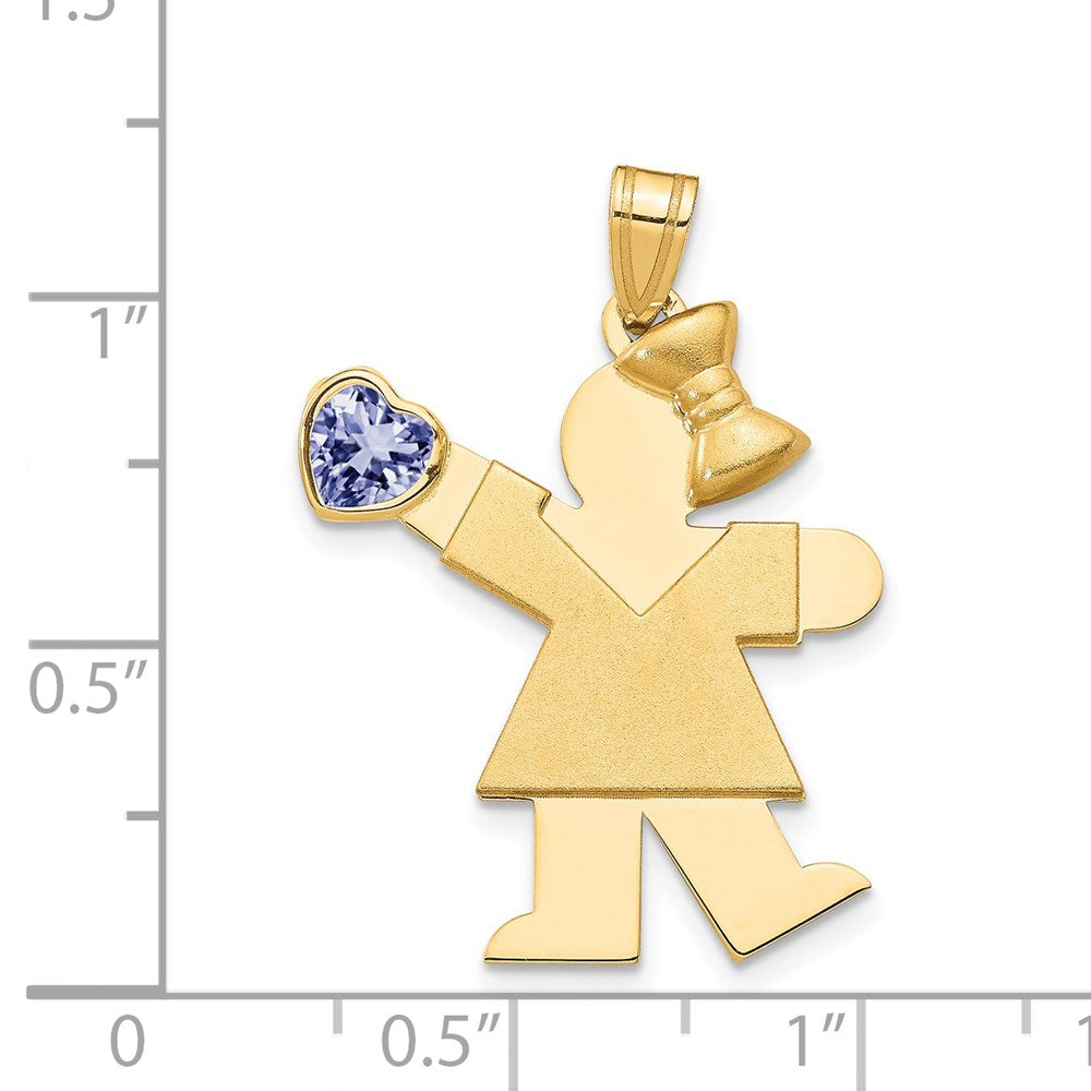 14k Girl with CZ June Birthstone Charm