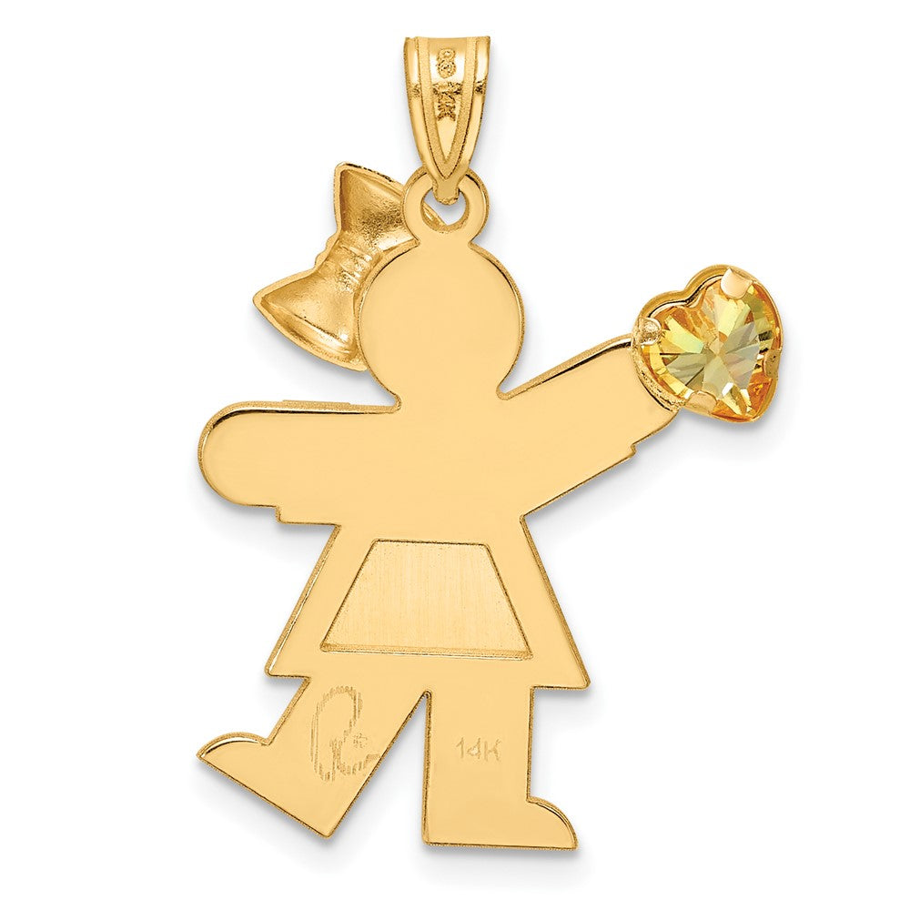 14k Girl with CZ November Birthstone Charm
